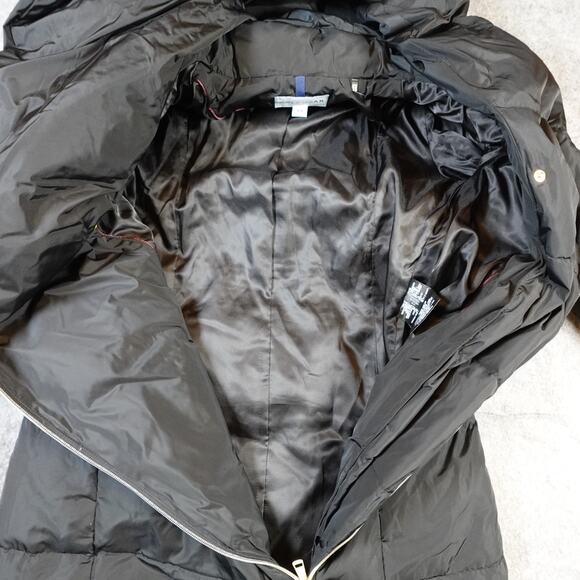 Cole Haan Coat Womens Medium Down Puffer Asymmetrical Zip Hooded Long Jacket - Picture 2 of 12